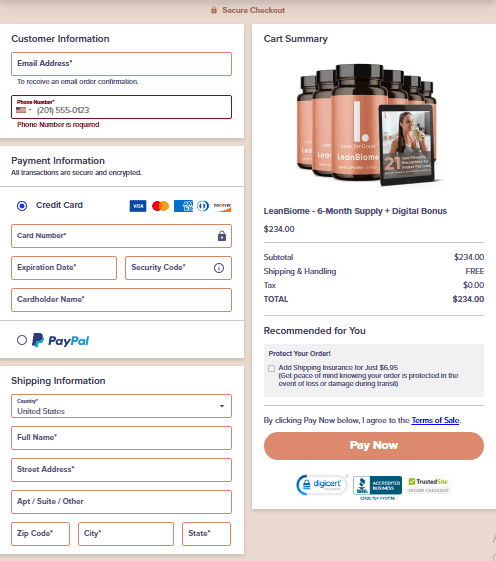 LeanBiome - Secure Checkout 